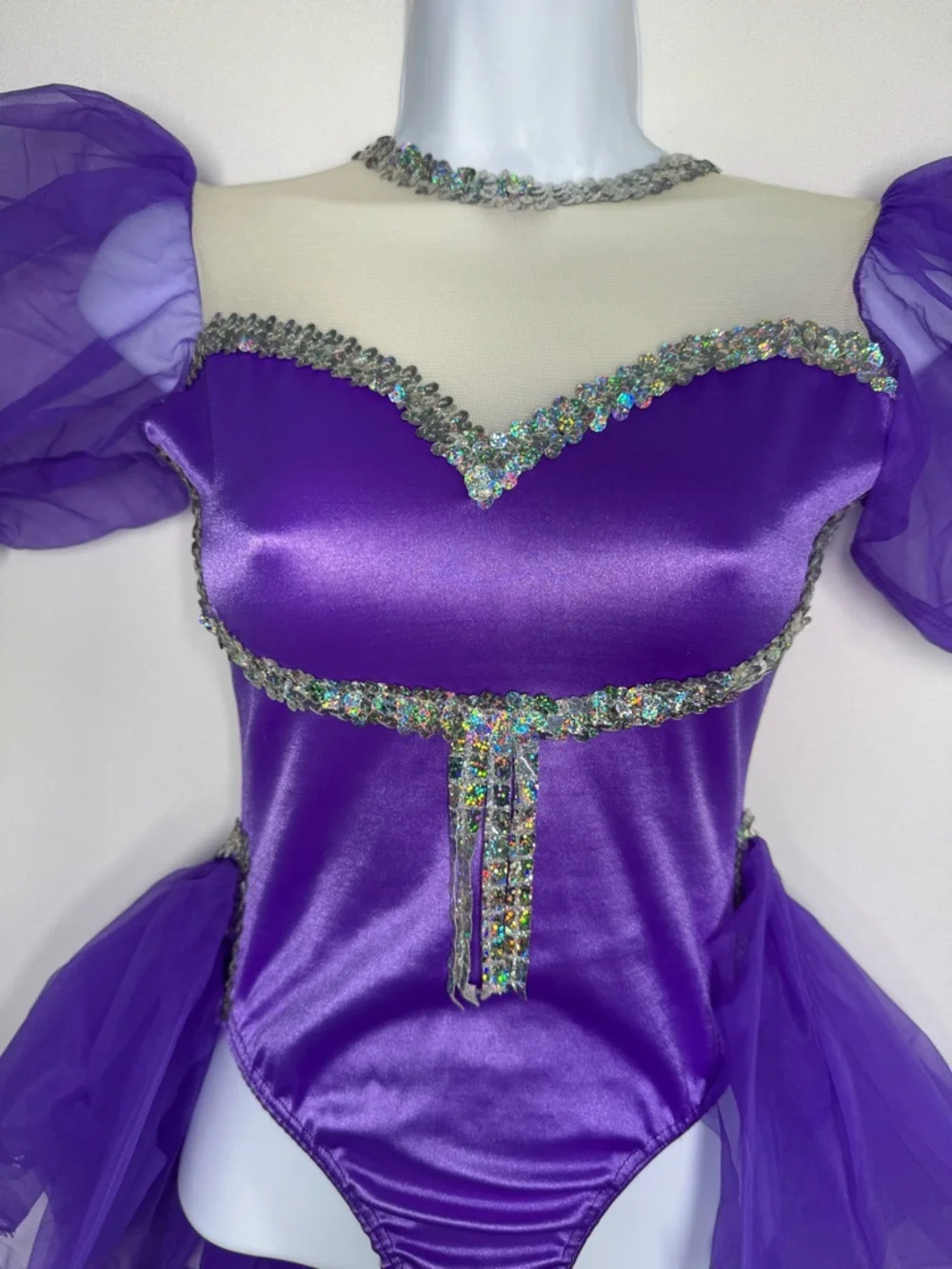 Marvel Cicci Purple Sequin Dance Costume - Puff Sleeve Lyrical/Skating Dress LC